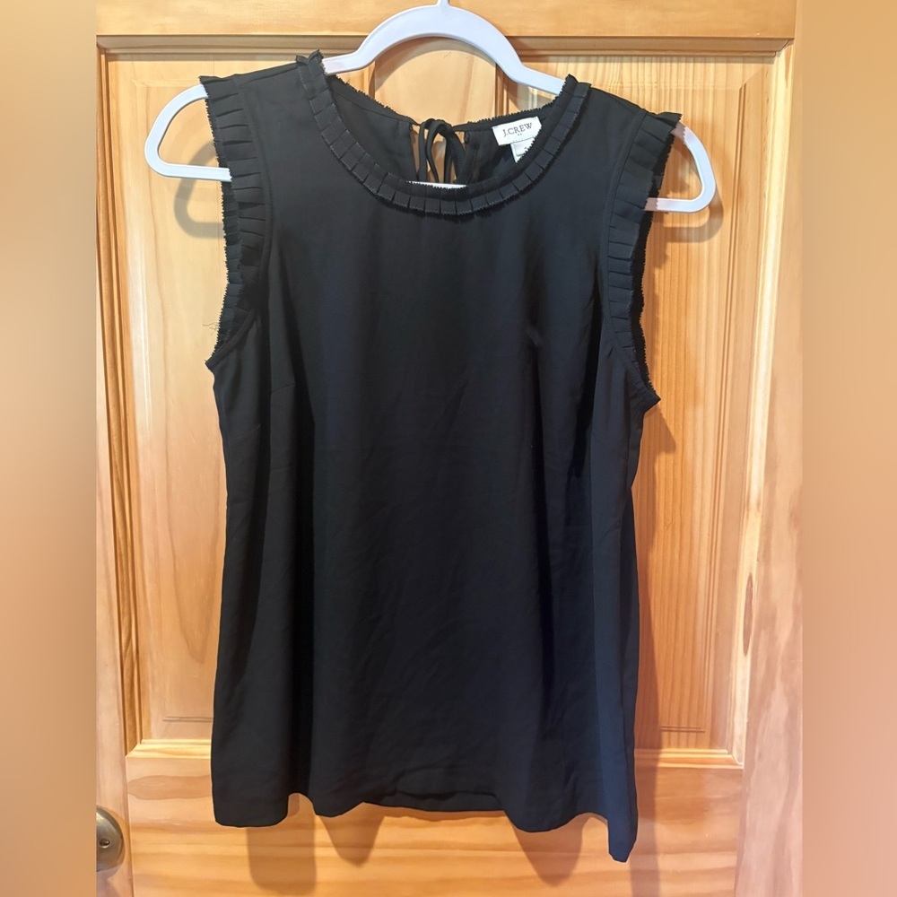 J. Crew Black Pleated Trim Sleeveless Top women’s size 4